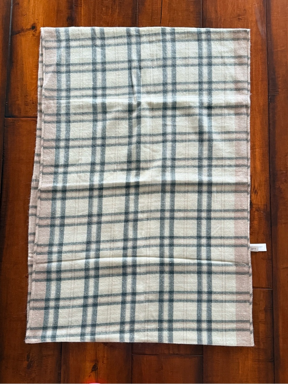 LOFT Cream Plaid Infinity Scarf with Gray and Pink